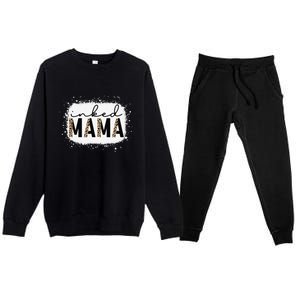 Inked Mama Leopard Tattoo Mom Funny Mother's Day Bleached Premium Crewneck Sweatsuit Set