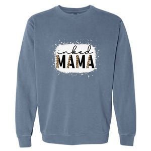 Inked Mama Leopard Tattoo Mom Funny Mother's Day Bleached Garment-Dyed Sweatshirt