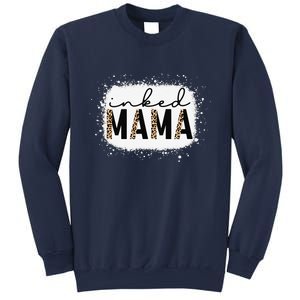 Inked Mama Leopard Tattoo Mom Funny Mother's Day Bleached Sweatshirt