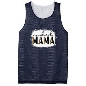 Inked Mama Leopard Tattoo Mom Funny Mother's Day Bleached Mesh Reversible Basketball Jersey Tank