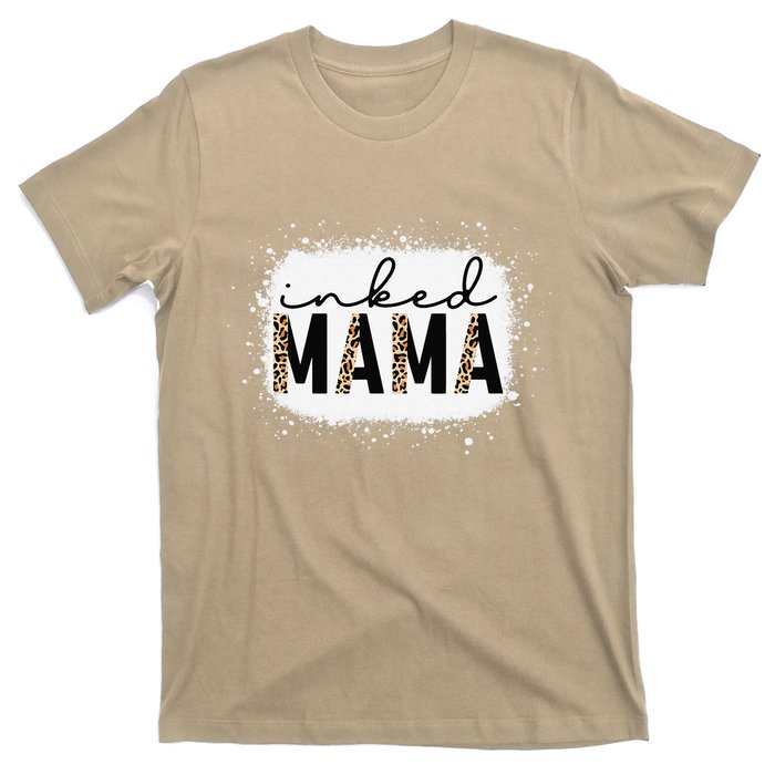 Inked Mama Leopard Tattoo Mom Funny Mother's Day Bleached T-Shirt