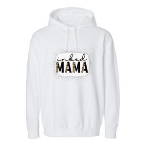 Inked Mama Leopard Tattoo Mom Funny Mother's Day Bleached Garment-Dyed Fleece Hoodie