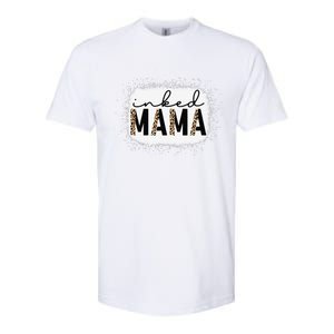 Inked Mama Leopard Tattoo Mom Funny Mother's Day Bleached Softstyle CVC T-Shirt