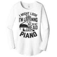 I Might Look Like IM Listening To You Funny Piano Music Women's Perfect Tri Tunic Long Sleeve Shirt