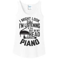 I Might Look Like IM Listening To You Funny Piano Music Ladies Essential Tank