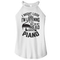 I Might Look Like IM Listening To You Funny Piano Music Women's Perfect Tri Rocker Tank