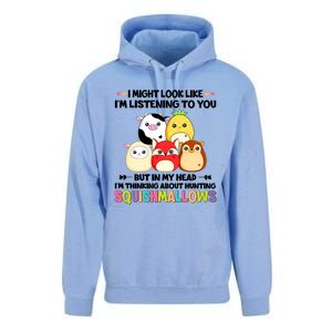 I Might Look Like I'm Thinking About Hunting Squishmallows Cute Gift Idea Unisex Surf Hoodie