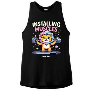 Installing Muscles Lion Lion Strength Training Workout Fitne Ladies PosiCharge Tri-Blend Wicking Tank