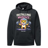 Installing Muscles Lion Lion Strength Training Workout Fitne Performance Fleece Hoodie