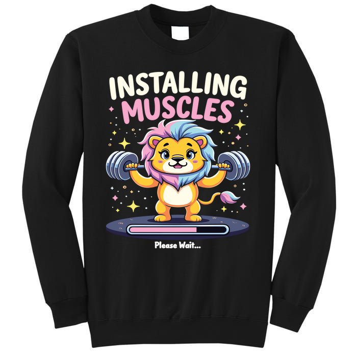 Installing Muscles Lion Lion Strength Training Workout Fitne Sweatshirt