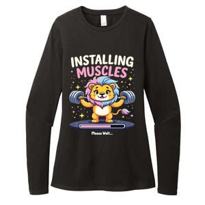 Installing Muscles Lion Lion Strength Training Workout Fitne Womens CVC Long Sleeve Shirt