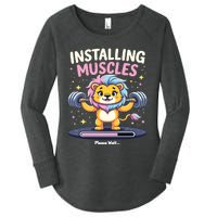 Installing Muscles Lion Lion Strength Training Workout Fitne Women's Perfect Tri Tunic Long Sleeve Shirt