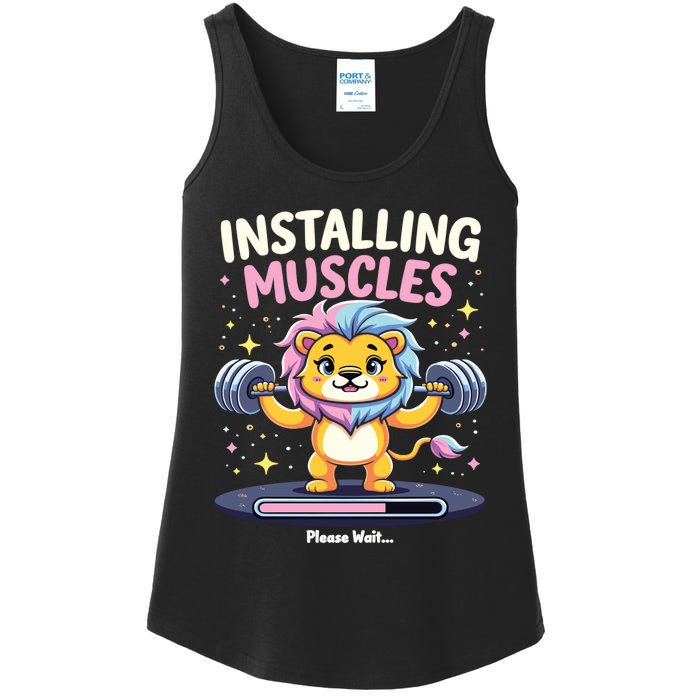 Installing Muscles Lion Lion Strength Training Workout Fitne Ladies Essential Tank