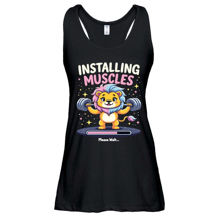 Installing Muscles Lion Lion Strength Training Workout Fitne Ladies Essential Flowy Tank