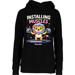 Installing Muscles Lion Lion Strength Training Workout Fitne Womens Funnel Neck Pullover Hood