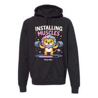 Installing Muscles Lion Lion Strength Training Workout Fitne Premium Hoodie