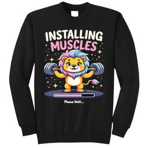 Installing Muscles Lion Lion Strength Training Workout Fitne Tall Sweatshirt