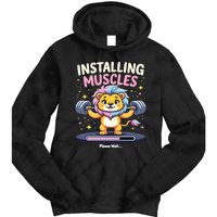 Installing Muscles Lion Lion Strength Training Workout Fitne Tie Dye Hoodie