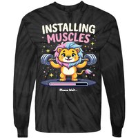 Installing Muscles Lion Lion Strength Training Workout Fitne Tie-Dye Long Sleeve Shirt