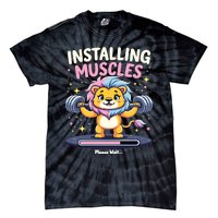 Installing Muscles Lion Lion Strength Training Workout Fitne Tie-Dye T-Shirt