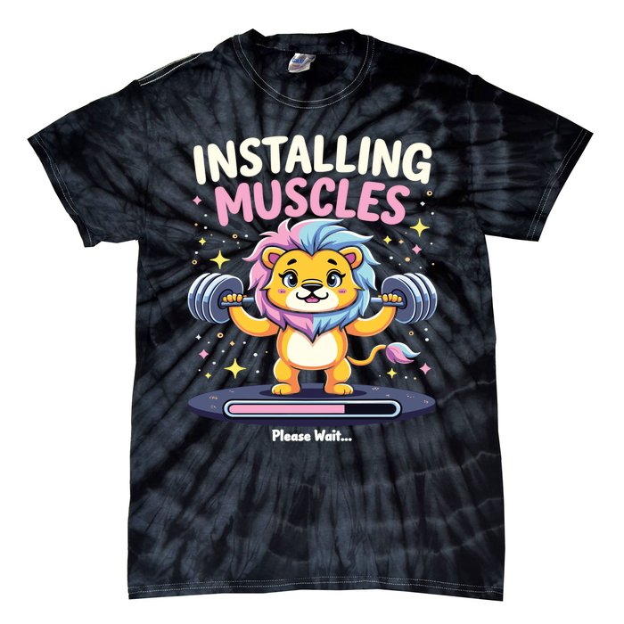 Installing Muscles Lion Lion Strength Training Workout Fitne Tie-Dye T-Shirt