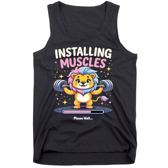 Installing Muscles Lion Lion Strength Training Workout Fitne Tank Top