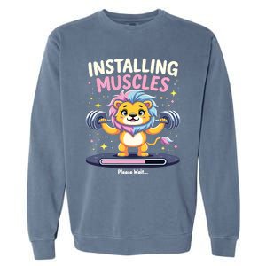 Installing Muscles Lion Lion Strength Training Workout Fitne Garment-Dyed Sweatshirt