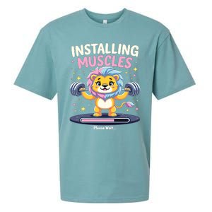 Installing Muscles Lion Lion Strength Training Workout Fitne Sueded Cloud Jersey T-Shirt