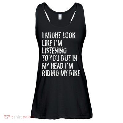 I Might Look Like I'm Listening Riding My Bike Cycling Ladies Essential Flowy Tank
