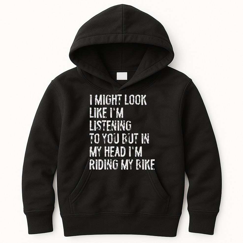 I Might Look Like I'm Listening Riding My Bike Cycling Kids Hoodie