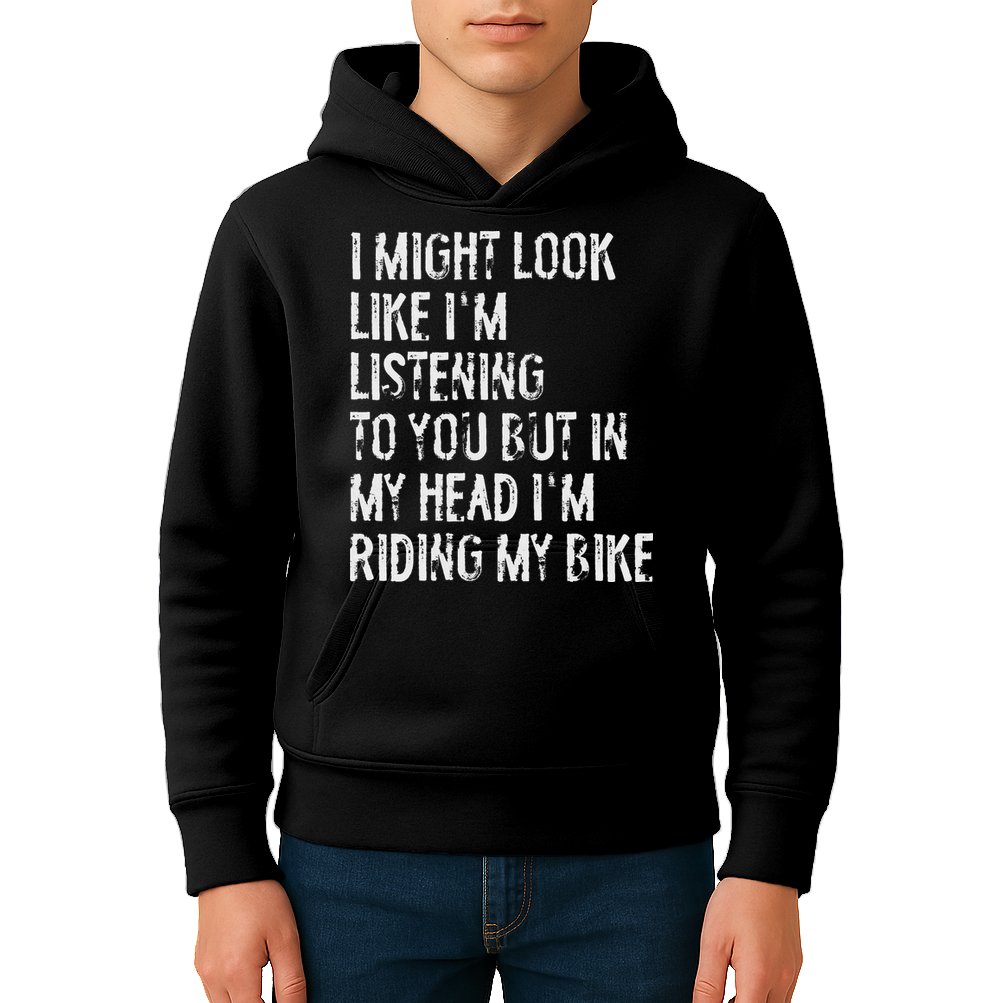 I Might Look Like I'm Listening Riding My Bike Cycling Kids Hoodie