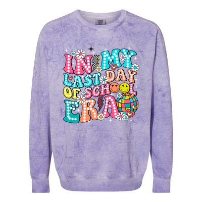 In My Last Day Of School Era Groovy Retro Graduate Funny Funny Gift Colorblast Crewneck Sweatshirt