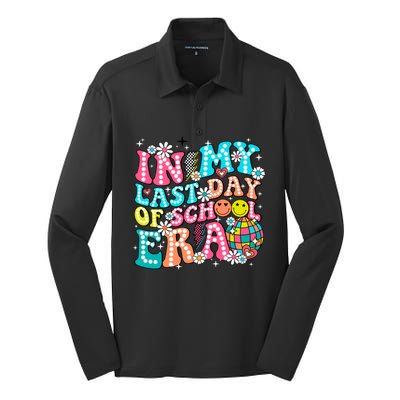 In My Last Day Of School Era Groovy Retro Graduate Funny Funny Gift Silk Touch Performance Long Sleeve Polo