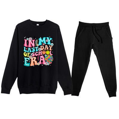 In My Last Day Of School Era Groovy Retro Graduate Funny Funny Gift Premium Crewneck Sweatsuit Set