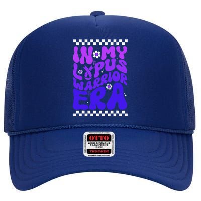 In My Lupus Warrior Era Purple Ribbon Lupus Awareness High Crown Mesh Back Trucker Hat