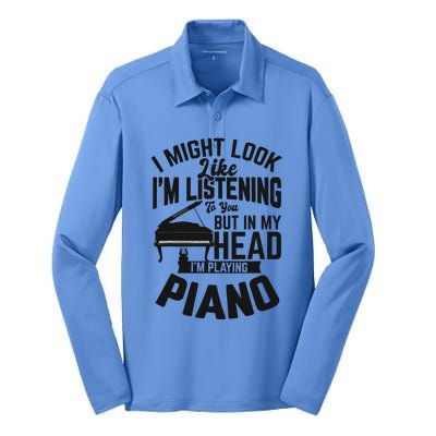 I Might Look Like Im Listening To You Funny Piano Music Silk Touch Performance Long Sleeve Polo