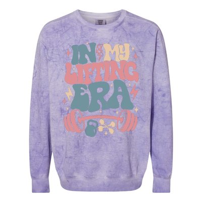 In My Lifting Era Groovy Gym Weight (On Back) Colorblast Crewneck Sweatshirt