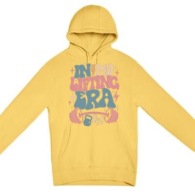 In My Lifting Era Groovy Gym Weight (On Back) Premium Pullover Hoodie