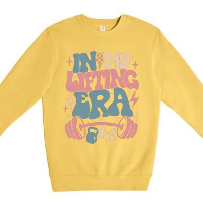 In My Lifting Era Groovy Gym Weight (On Back) Premium Crewneck Sweatshirt