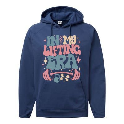 In My Lifting Era Groovy Gym Weight (On Back) Performance Fleece Hoodie