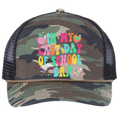 In My Last Day Of School Era Teacher Graduation Retro Rope Trucker Hat Cap