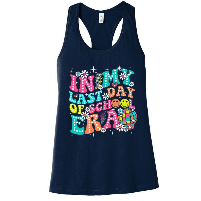 In My Last Day Of School Era Teacher Hello Summer Women's Racerback Tank