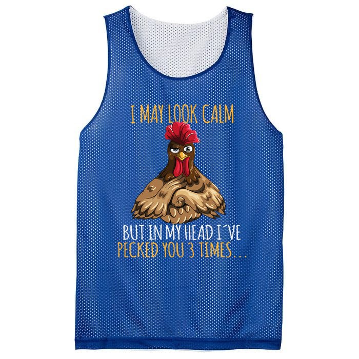 I May Look Calm But In My Head Ive Pecked You 3 Times Mesh Reversible Basketball Jersey Tank