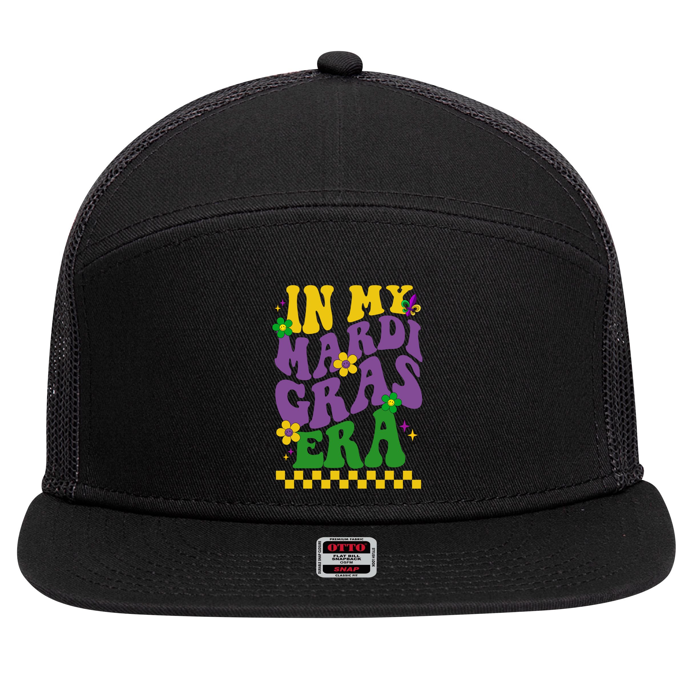 In My Mardi Gras Era Festive Party 7 Panel Mesh Trucker Snapback Hat