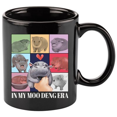 In My Moo Deng Era Funny Hippo Meme 11oz C Handle Ceramic Mug
