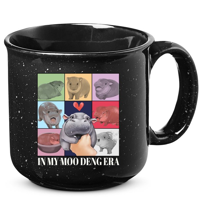 In My Moo Deng Era Funny Hippo Meme 15oz Campfire Ceramic Mug