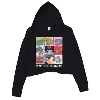 In My Moo Deng Era Funny Hippo Meme Crop Fleece Hoodie
