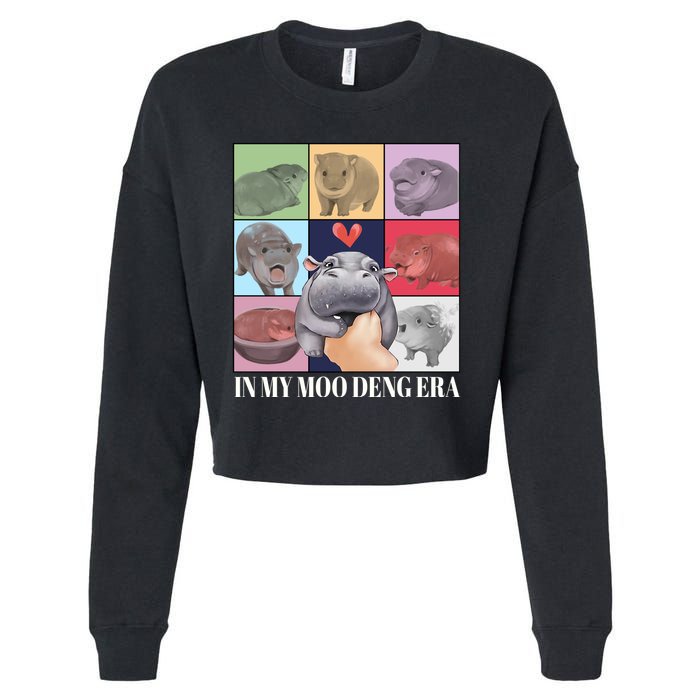 In My Moo Deng Era Funny Hippo Meme Cropped Pullover Crew