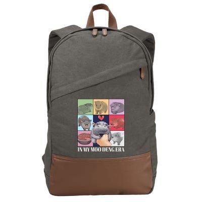 In My Moo Deng Era Funny Hippo Meme Cotton Canvas Backpack