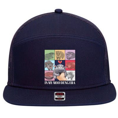 In My Moo Deng Era Funny Hippo Meme 7 Panel Mesh Trucker Snapback Hat